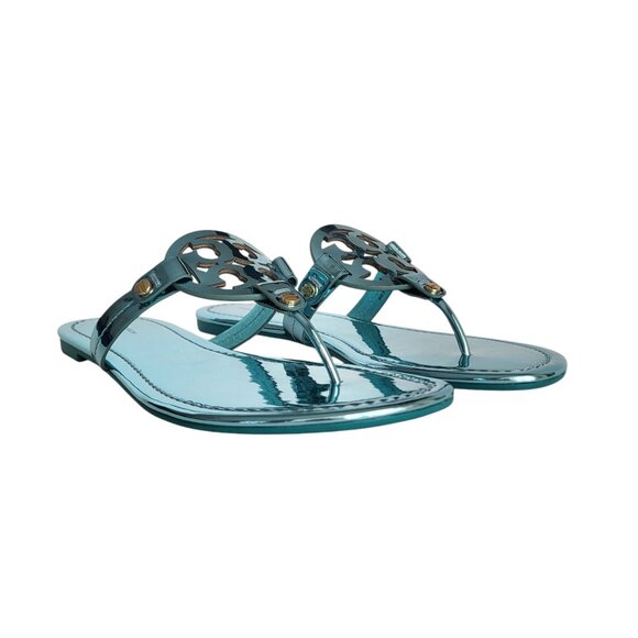 Tory Burch Miller Metallic Sandals in Teal Women's Size 8, 10, 11 - Picture 6 of 11